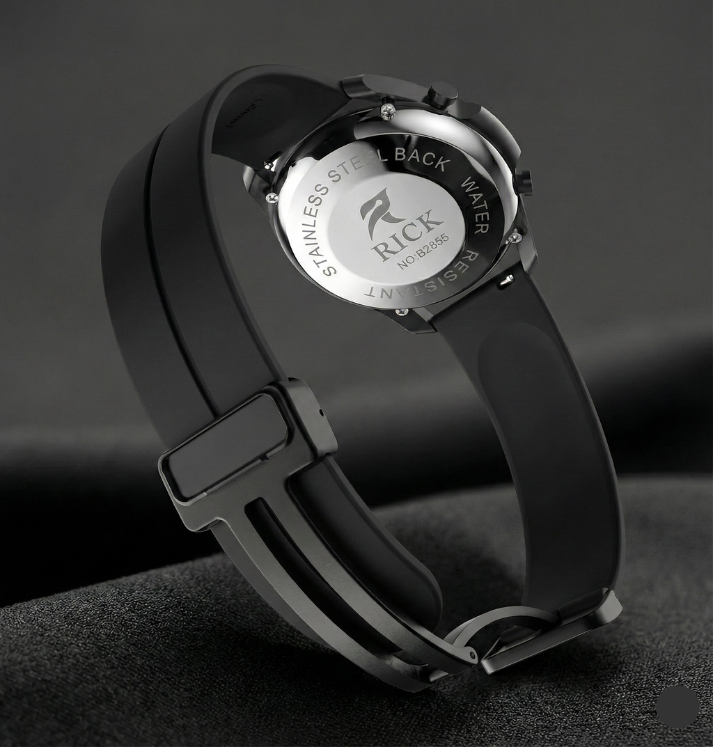 RICK Stealth Edition | Matte Black Watch with Magnetic D-Buckle Strap