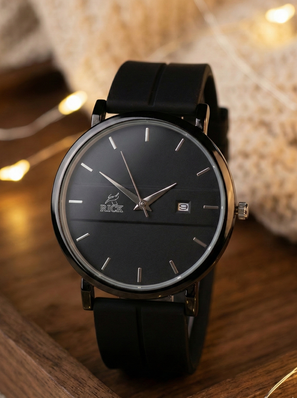 RICK Stealth Edition | Matte Black Watch with Magnetic D-Buckle Strap