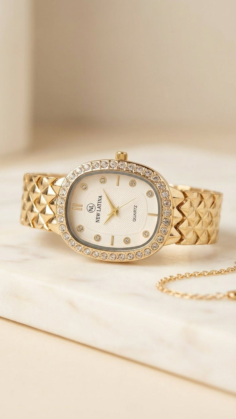 New Latina Gold-Toned Crystal-Accent Women's Watch
