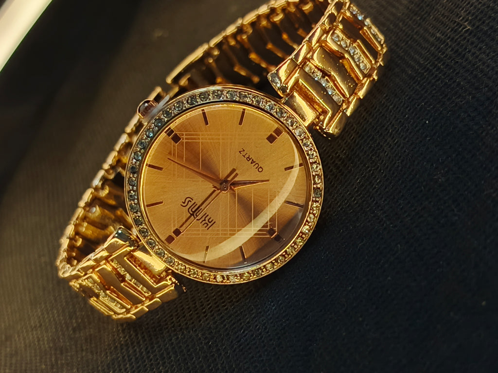 KIMS Dazzling Rose Gold Crystal Quartz Watch