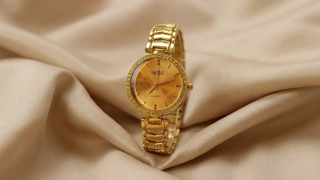 KIMS Dazzling Rose Gold Crystal Quartz Watch