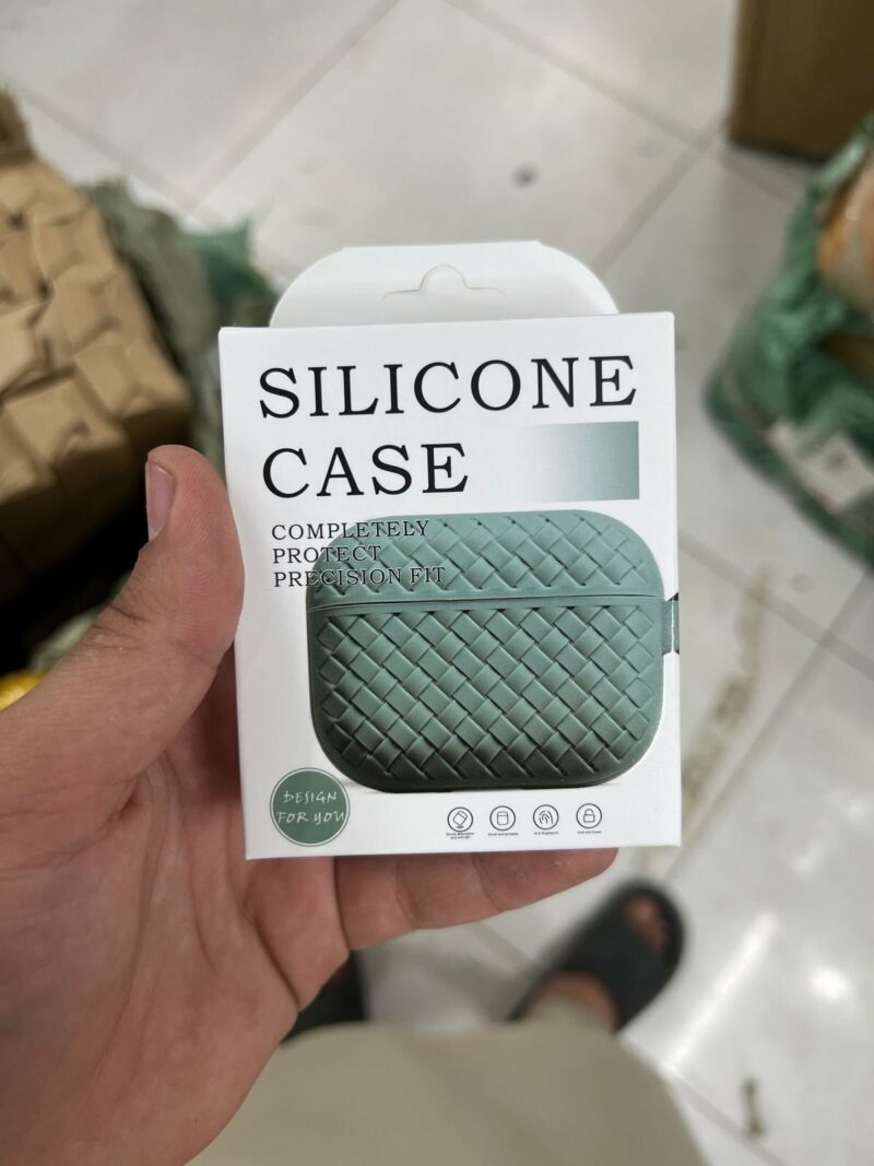 Woven Pattern Silicone Protective Case for Earbuds